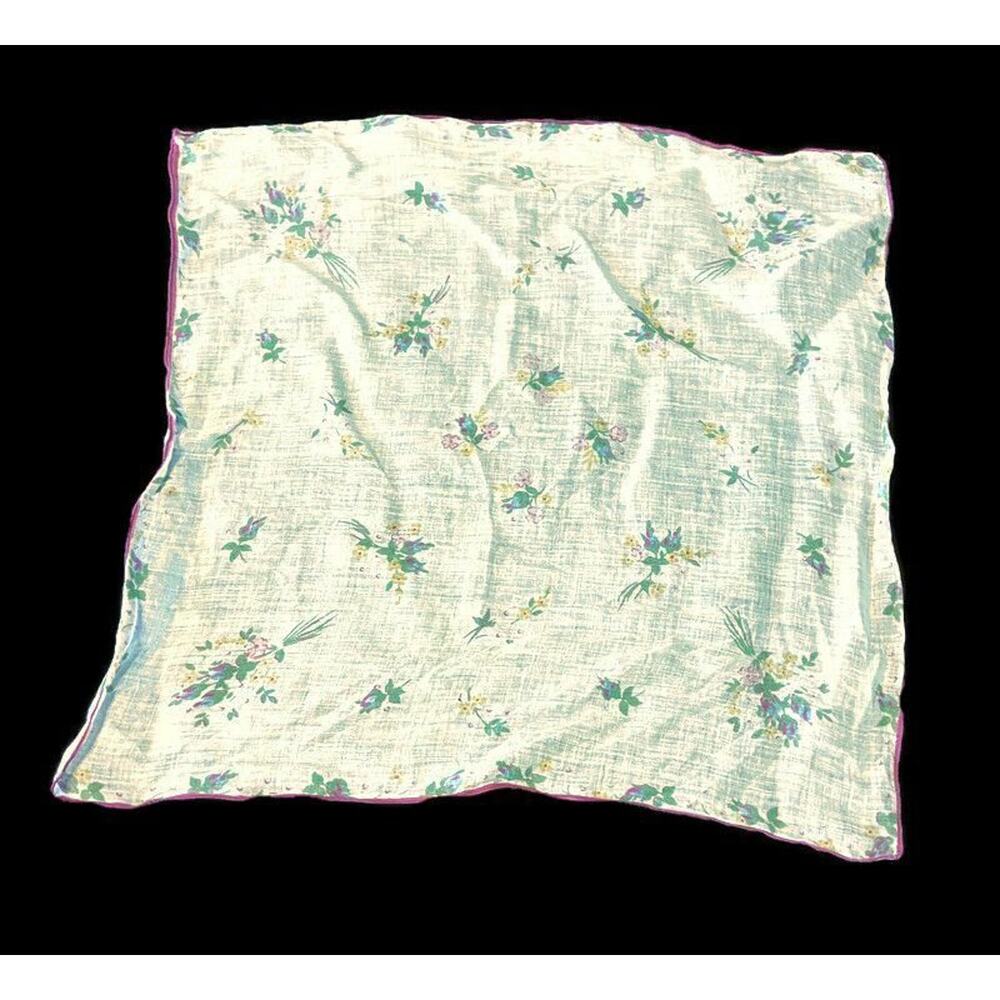 Vtg Floral Handkerchief Vintage Feminine Grandma Dainty Light Fairy Romantic